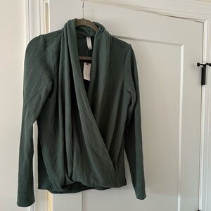 NWT Anthropologie Green Ribbed Long Sleeve Top